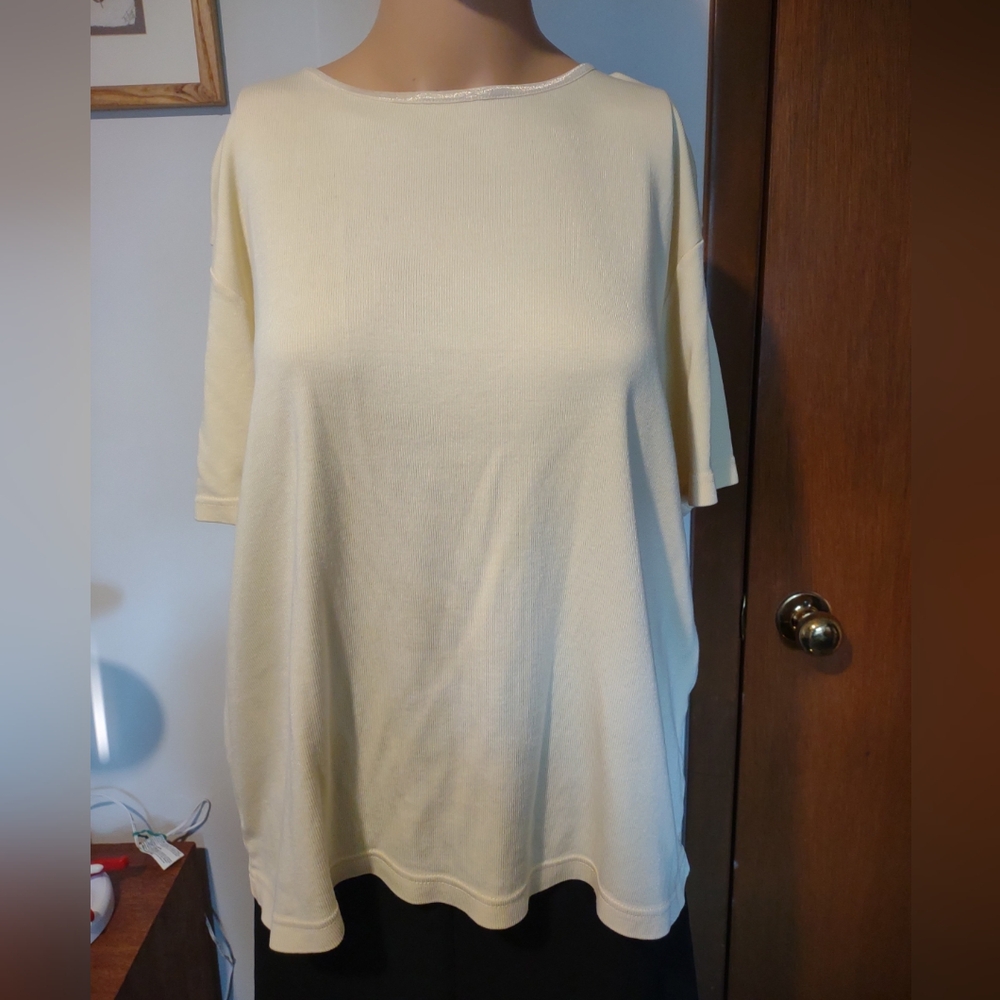 Croft & Barrow Women's Yellow Classic Tee Short Sleeve Cotton Size L